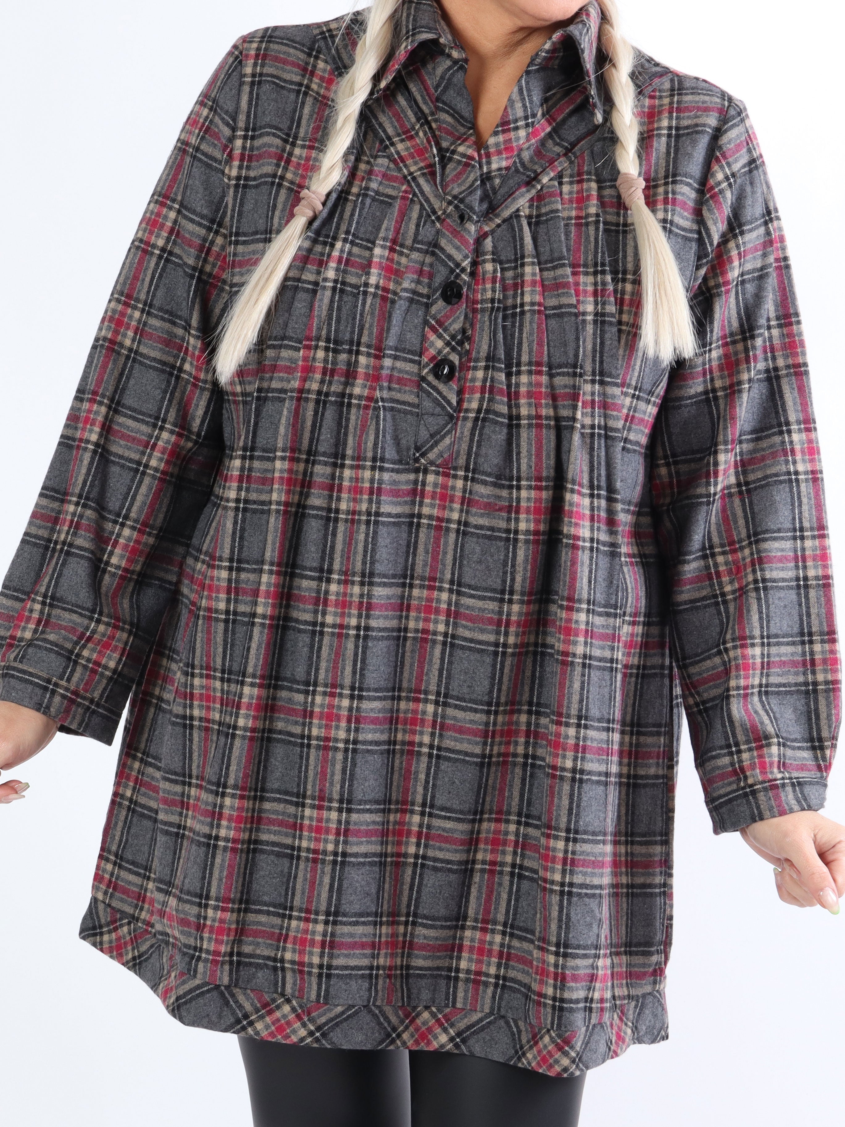 Sandra - Blød ternet skjorte i uld